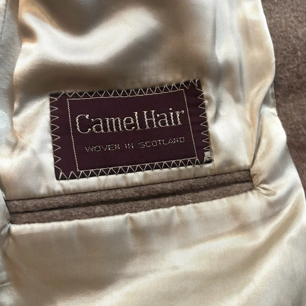 Vtg Chaps Ralph Lauren Camel Wool Flannel Sport Coat Men 40R Brown Cashmere USA